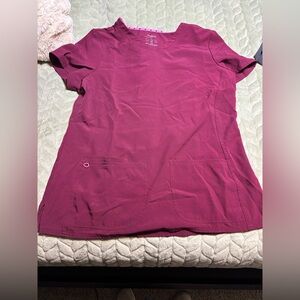 Heart Soul Burgundy Short Sleeve Scrub Top